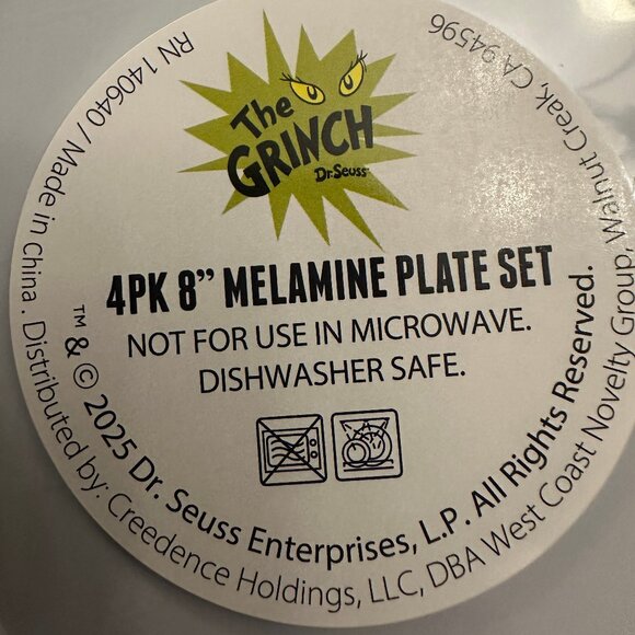 4 Pink Melamine 8" Grinch, Max, Cindy Lou Who Cookie Plates NIP 2025 - Picture 4 of 4